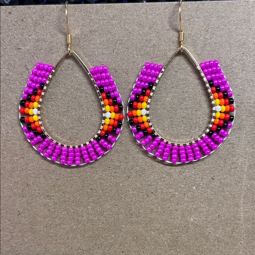 Colorful Beaded Teardrop Earrings